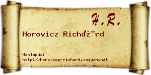 Horovicz Richárd névjegykártya